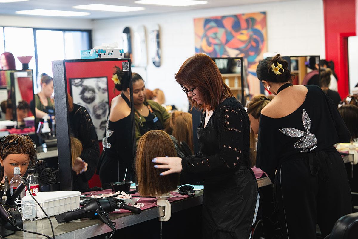 Lu Ross Academy cosmetology program students
